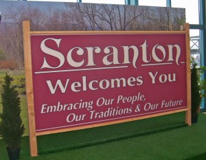 True story: they had to move this sign into the mall because people kept stopping along the damn road to take pictures. Because of "The Office".